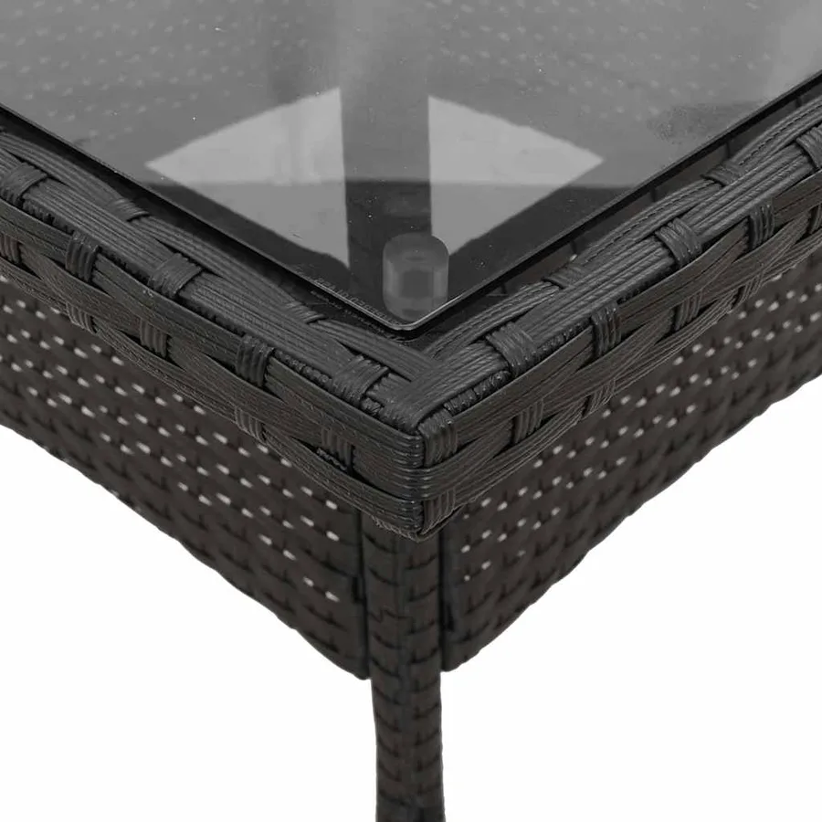 Ensemble à manger de jardin et coussins 5 pcs noir rotin verre - 6