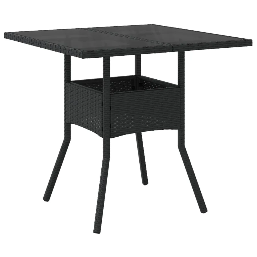 Ensemble à manger de jardin et coussins 3 pcs noir rotin verre - 4