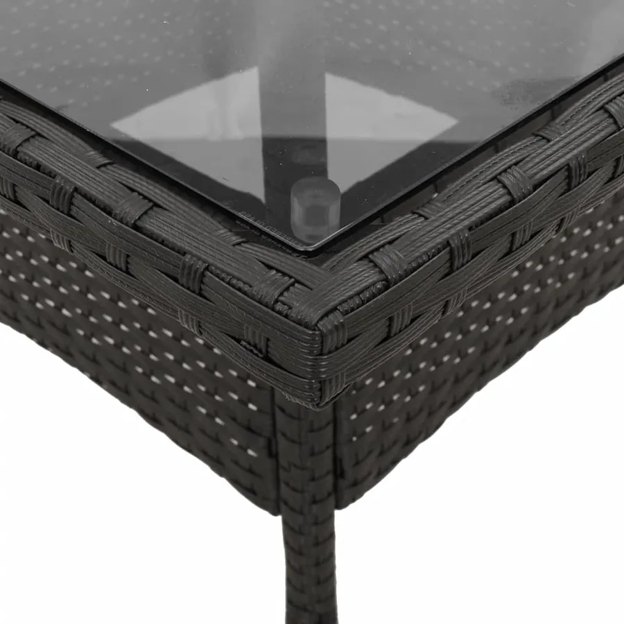 Ensemble à manger de jardin et coussins 3 pcs noir rotin verre - 6