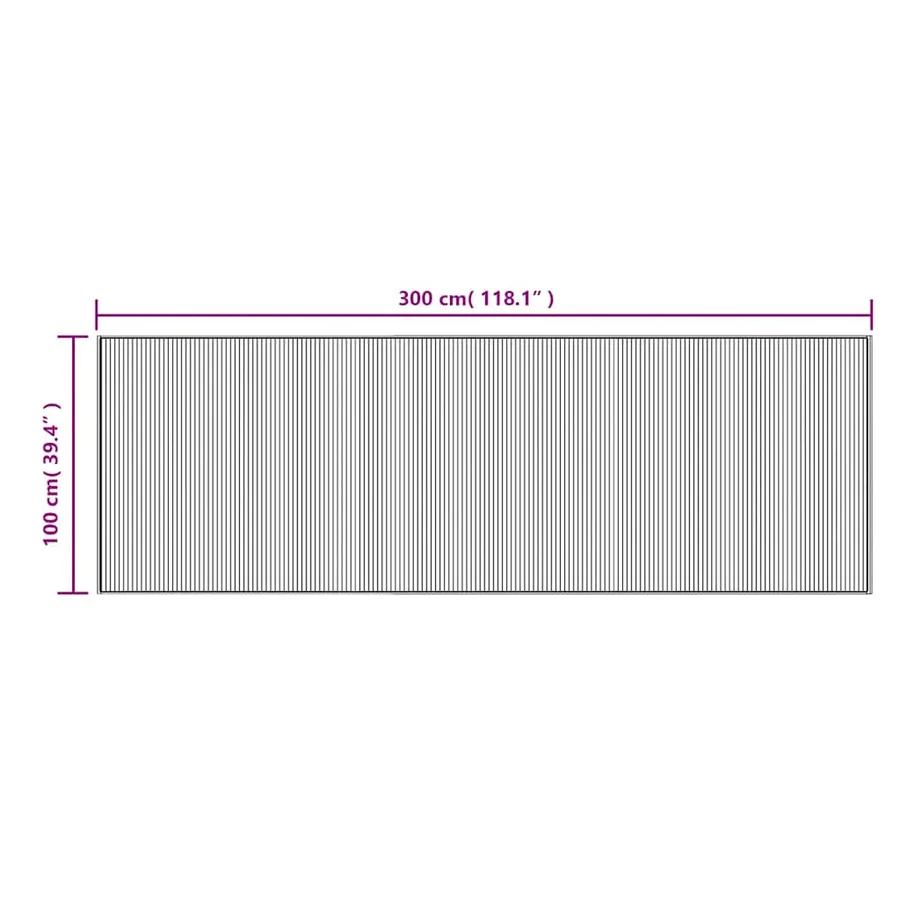 Tapis rectangulaire marron 100x300 cm bambou - 8