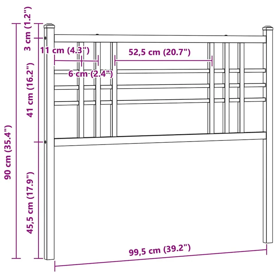 Tête de lit de remplacement métal noir 100 cm - 6