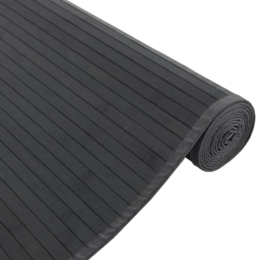 Tapis rectangulaire noir 80x200 cm bambou - 4