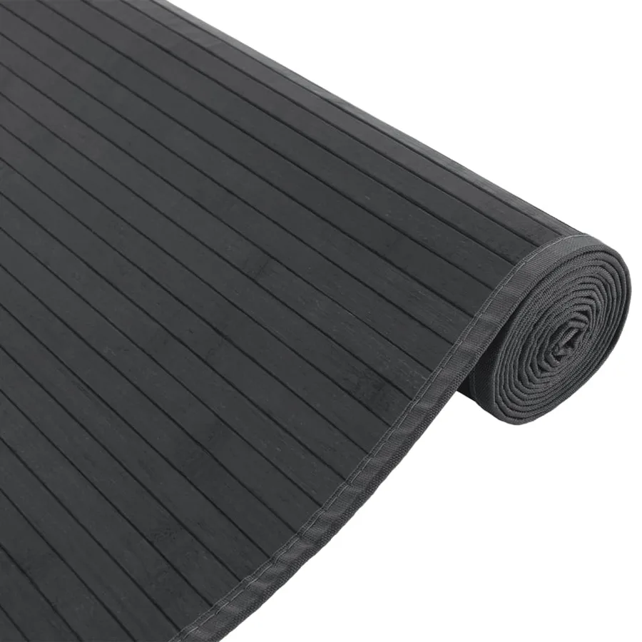 Tapis rectangulaire gris 80x100 cm bambou - 4
