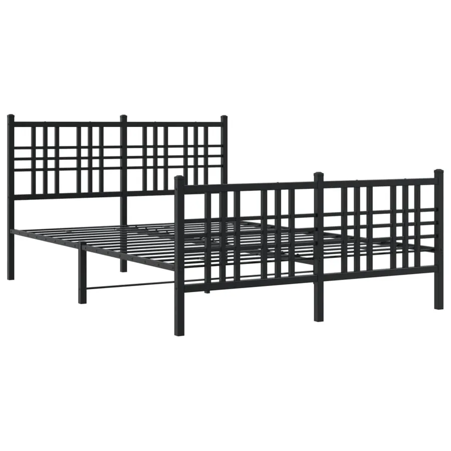 Cadre de lit métal sans matelas avec pied de lit noir 120x190cm - 3