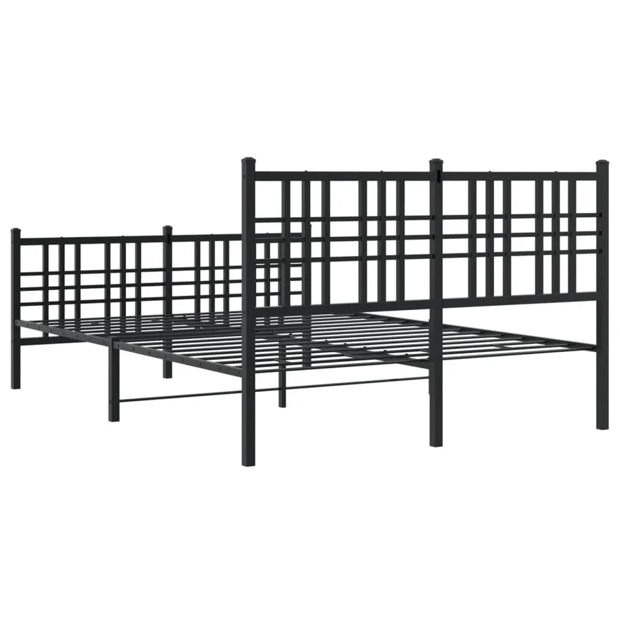 Cadre de lit métal sans matelas avec pied de lit noir 120x190cm - 6