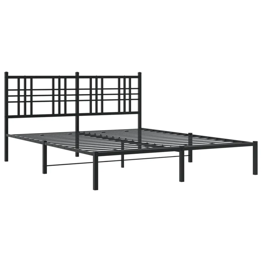 Cadre de lit métal sans matelas avec tête de lit noir 150x200cm - 3