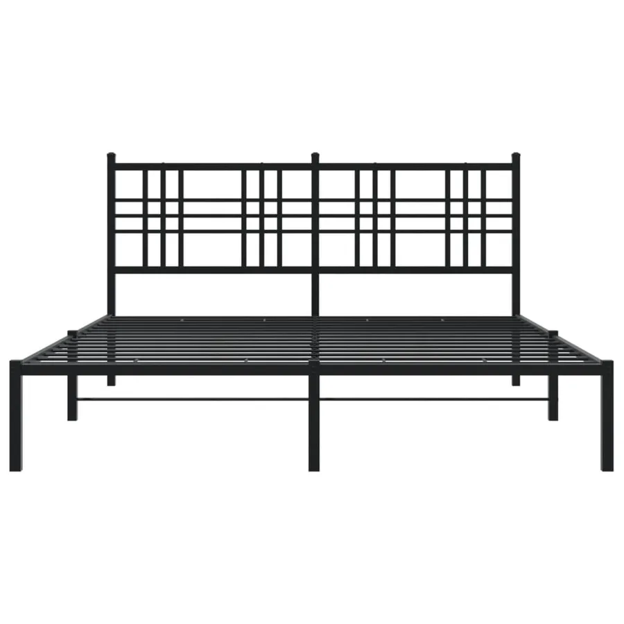 Cadre de lit métal sans matelas avec tête de lit noir 150x200cm - 4