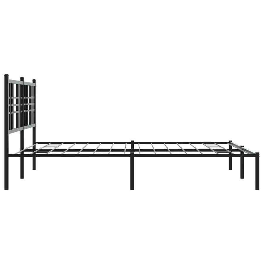 Cadre de lit métal sans matelas avec tête de lit noir 150x200cm - 5