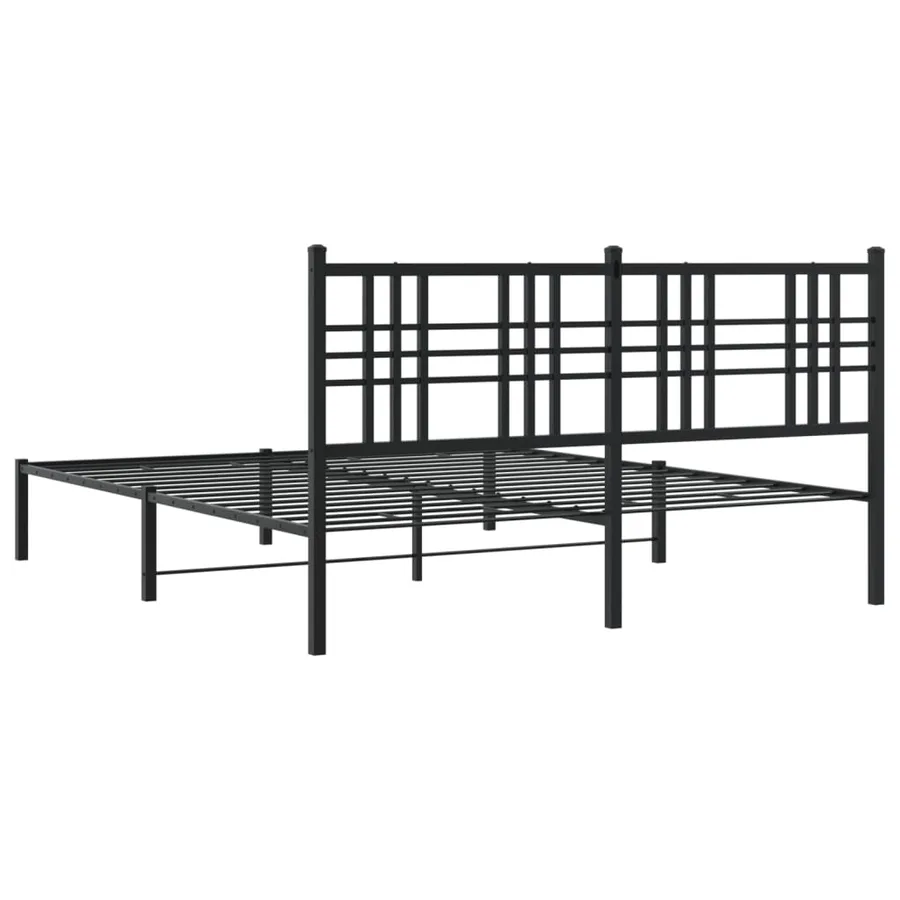 Cadre de lit métal sans matelas avec tête de lit noir 150x200cm - 6