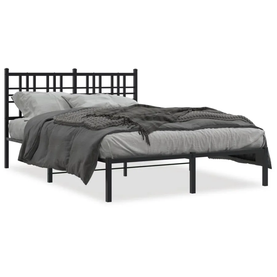 Cadre de lit métal sans matelas avec tête de lit noir 140x190cm - 2