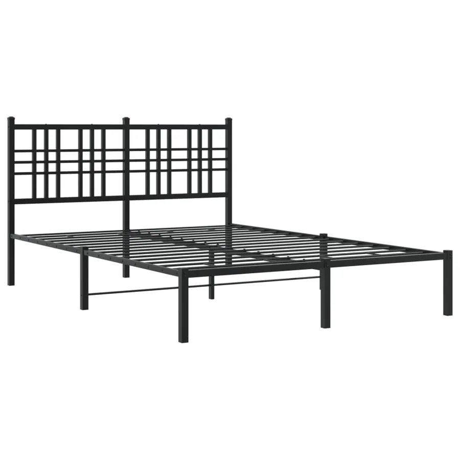 Cadre de lit métal sans matelas avec tête de lit noir 140x190cm - 3