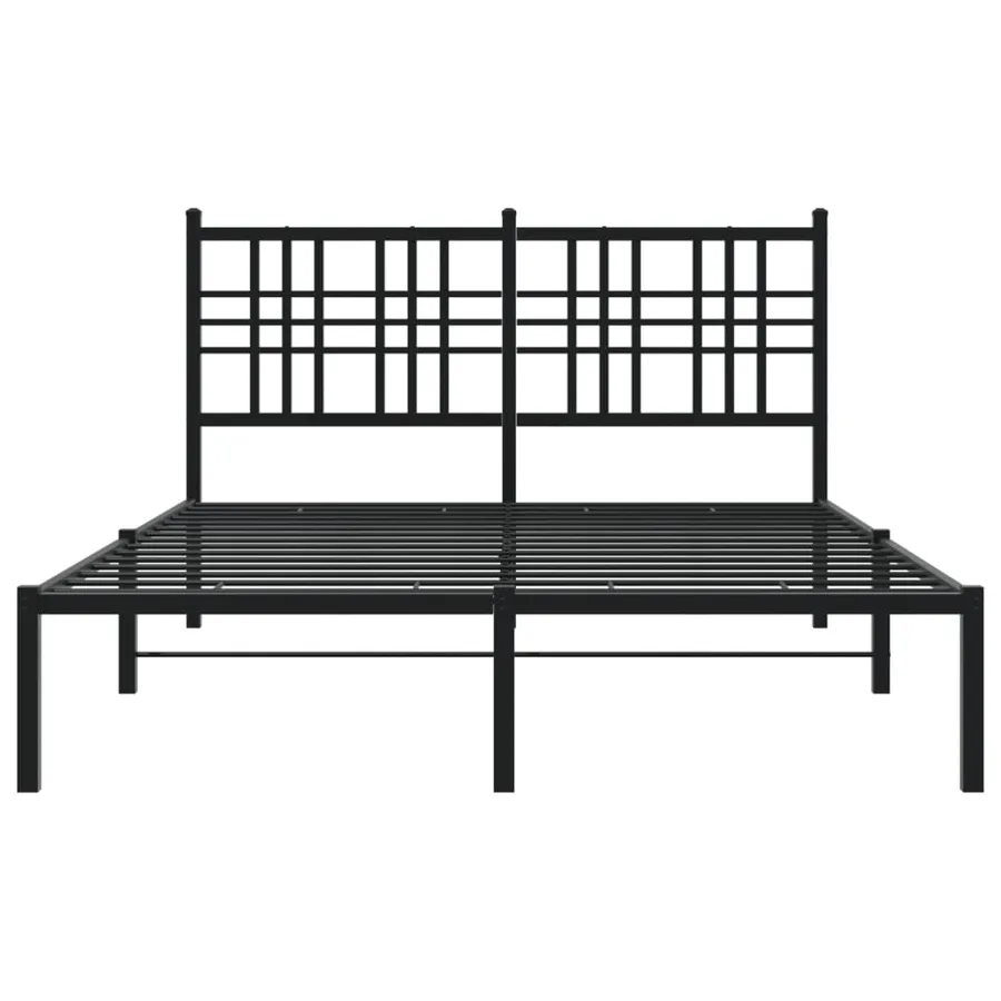Cadre de lit métal sans matelas avec tête de lit noir 140x190cm - 4
