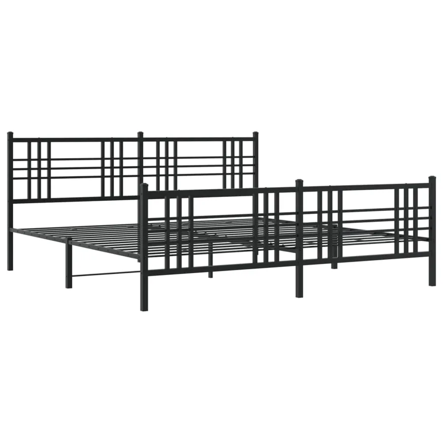 Cadre de lit métal sans matelas avec pied de lit noir 183x213cm - 3