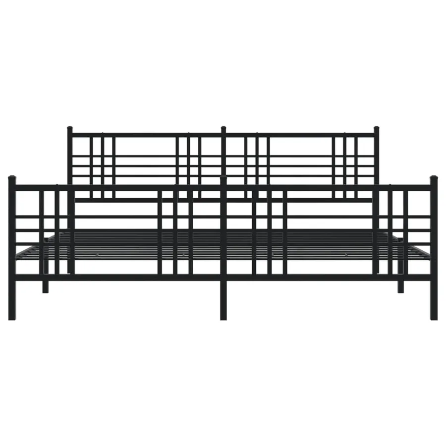 Cadre de lit métal sans matelas avec pied de lit noir 183x213cm - 4