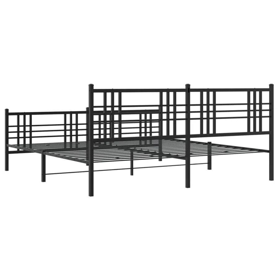 Cadre de lit métal sans matelas avec pied de lit noir 183x213cm - 6