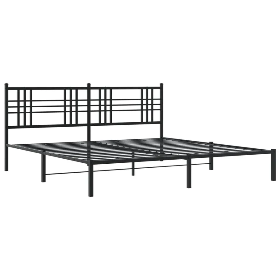 Cadre de lit métal sans matelas avec tête de lit noir 193x203cm - 3