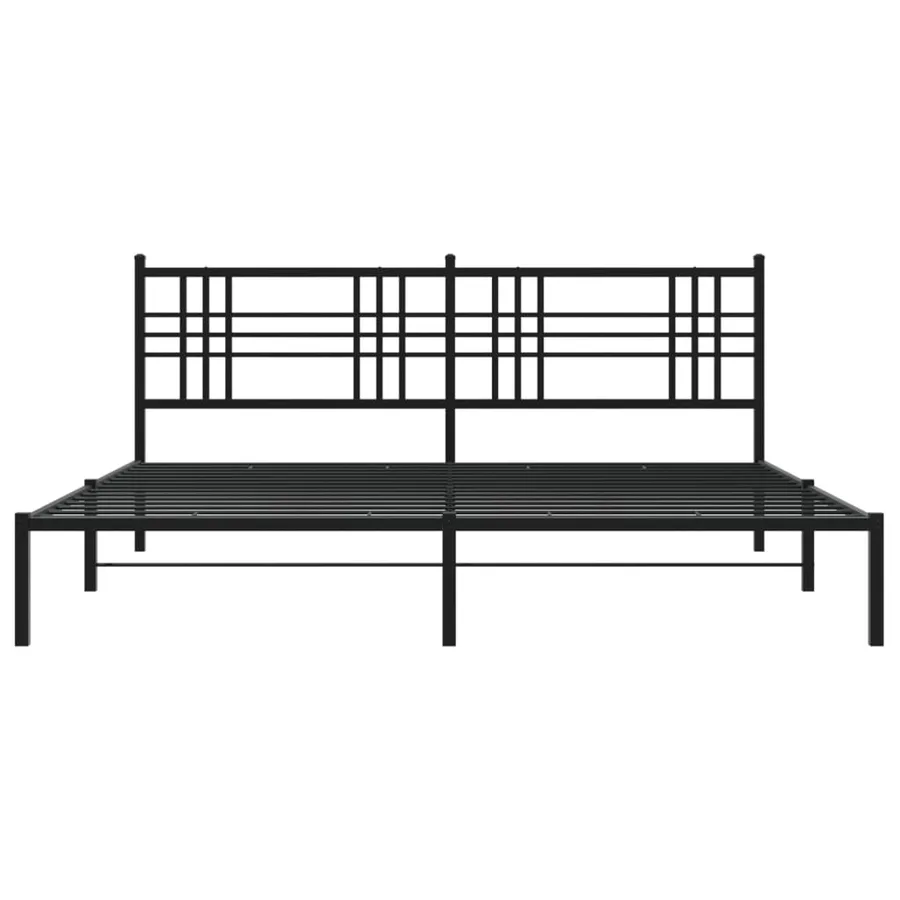 Cadre de lit métal sans matelas avec tête de lit noir 193x203cm - 4