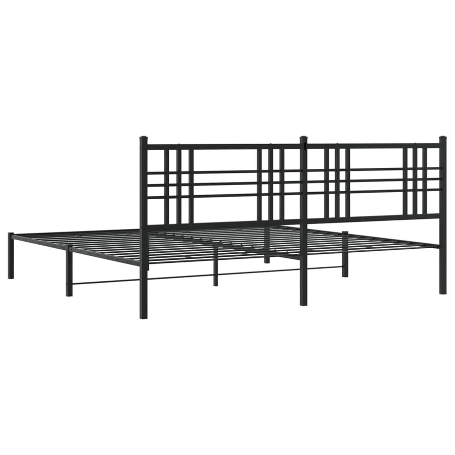 Cadre de lit métal sans matelas avec tête de lit noir 193x203cm - 6