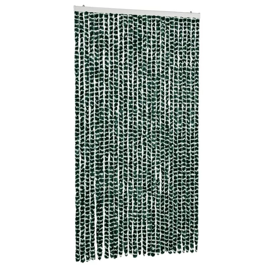 Rideau anti-mouches vert et blanc 118x220 cm chenille - 2