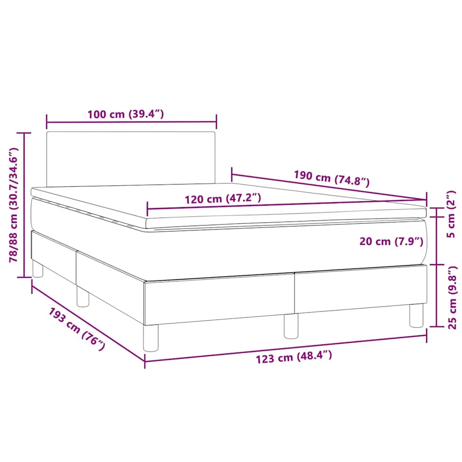 Sommier à lattes de lit avec matelas LED gris clair 120x190 cm - 11