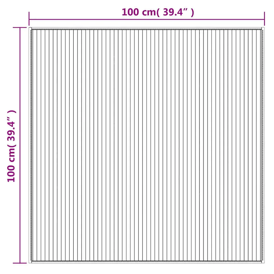Tapis carré marron 100x100 cm bambou - 8