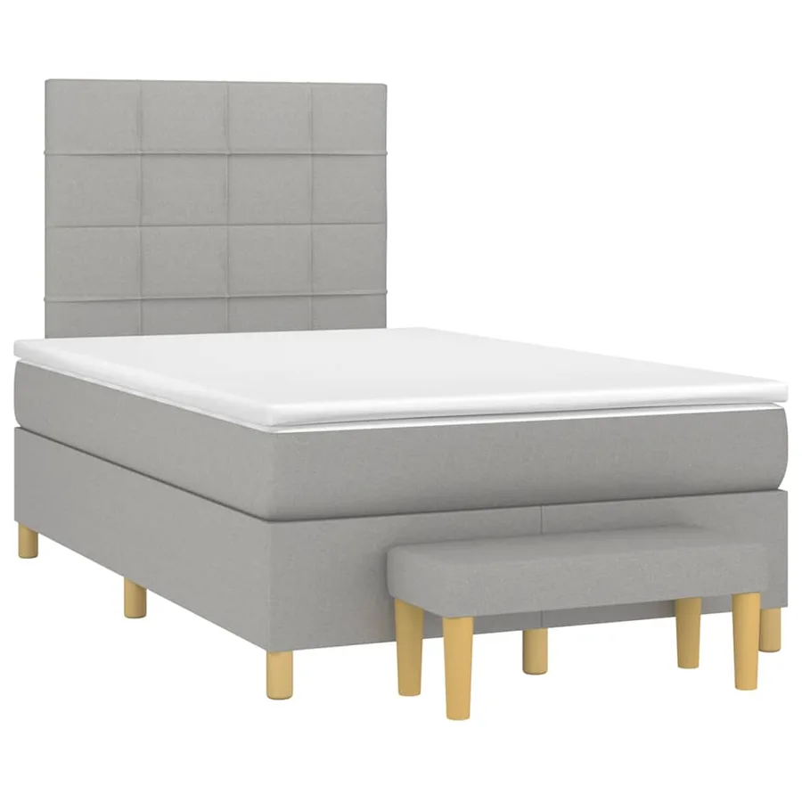 Sommier à lattes de lit et matelas gris clair 120x190 cm tissu - 2