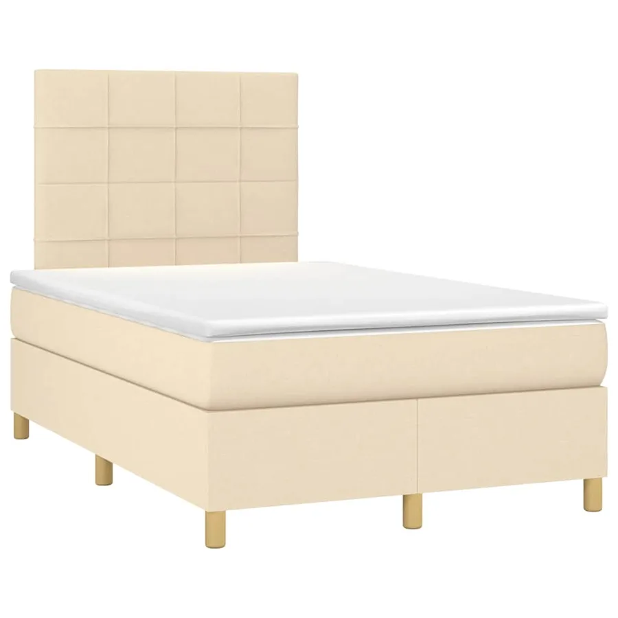 Sommier à lattes de lit avec matelas crème 120x190 cm tissu - 2