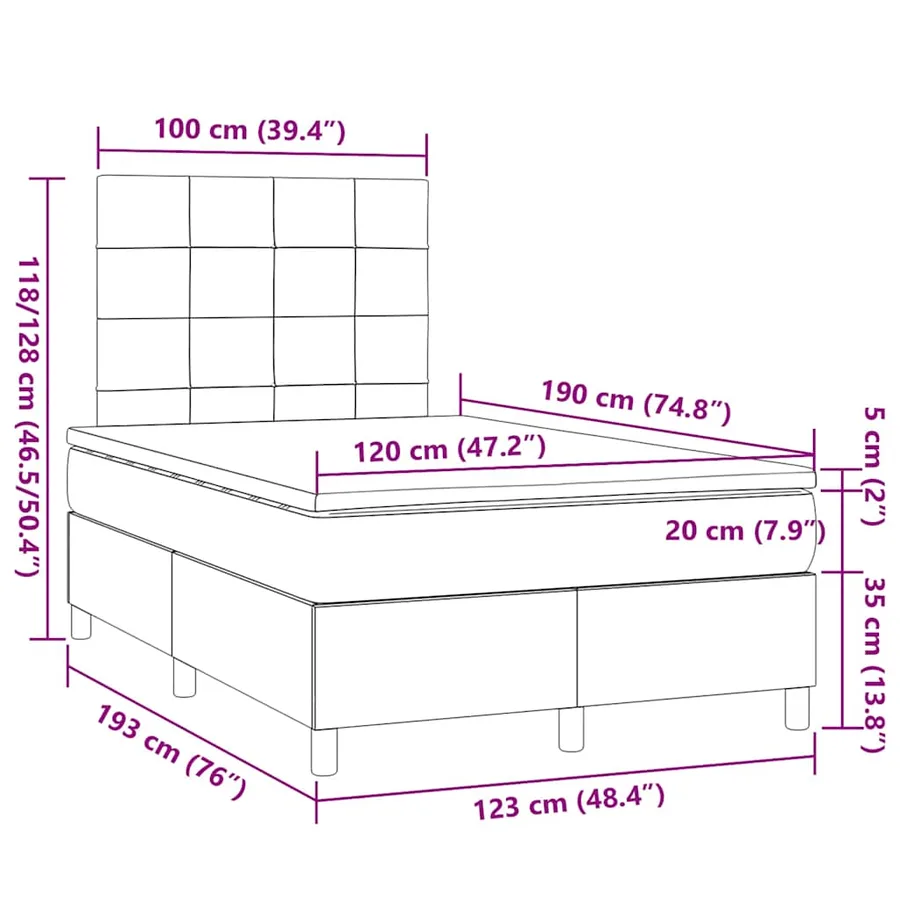 Sommier à lattes de lit avec matelas crème 120x190 cm tissu - 9