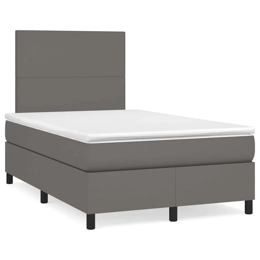 Sommier à lattes de lit matelas LED gris 120x190 cm similicuir