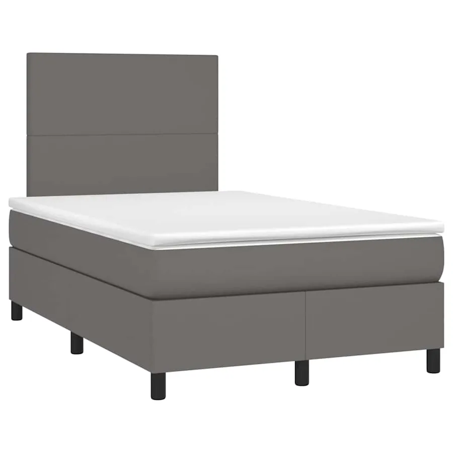 Sommier à lattes de lit matelas LED gris 120x190 cm similicuir - 3
