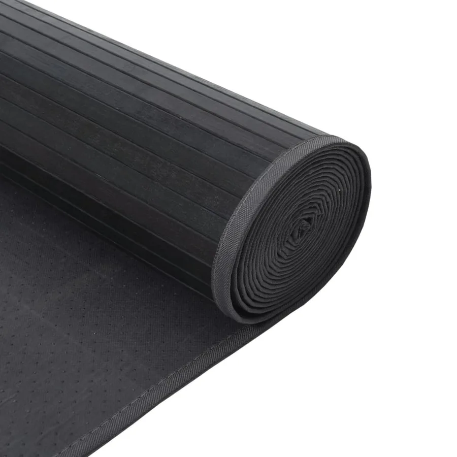 Tapis rectangulaire gris 100x200 cm bambou - 5