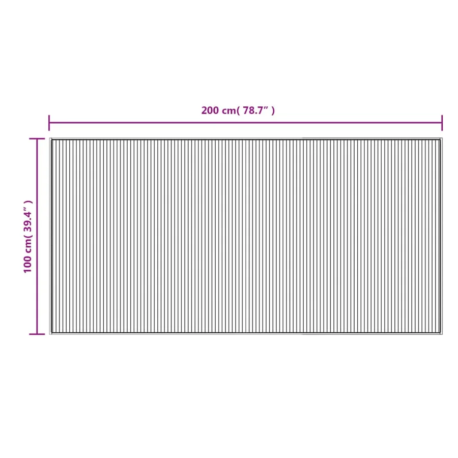 Tapis rectangulaire gris 100x200 cm bambou - 8