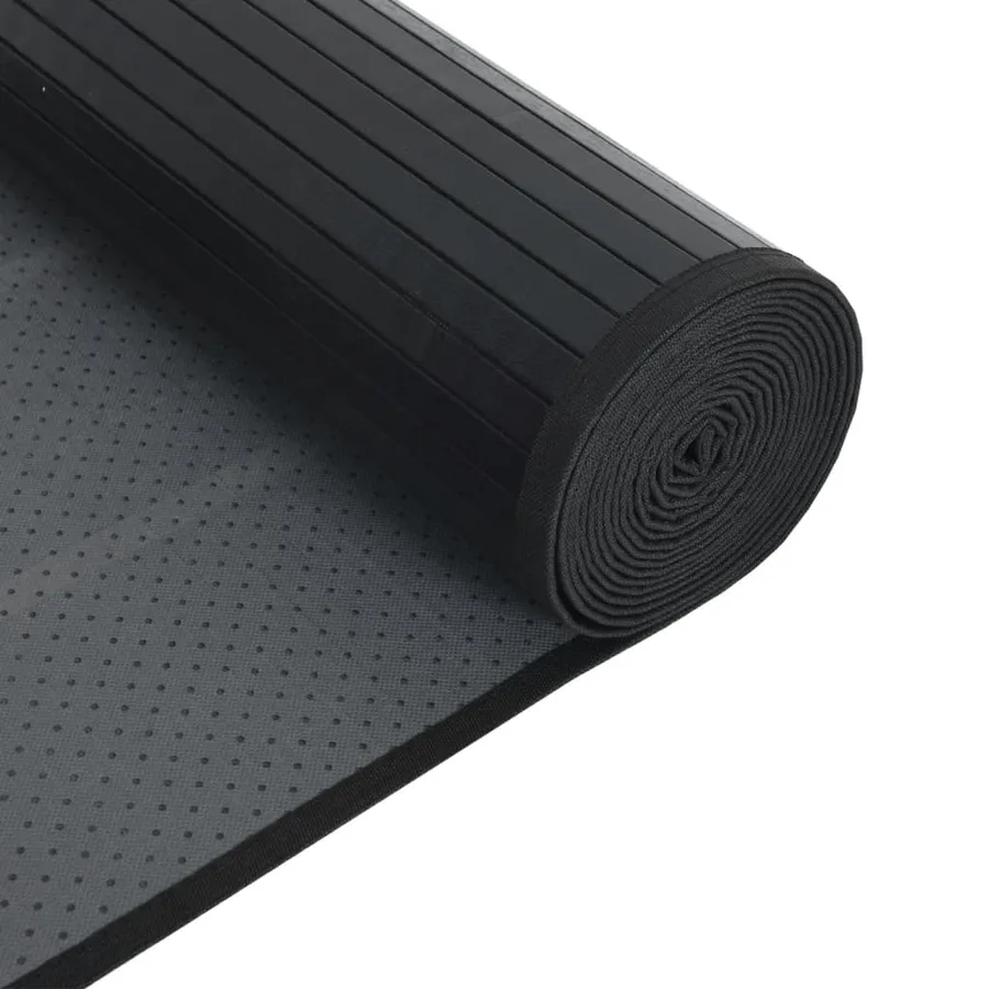 Tapis rectangulaire noir 70x300 cm bambou - 5