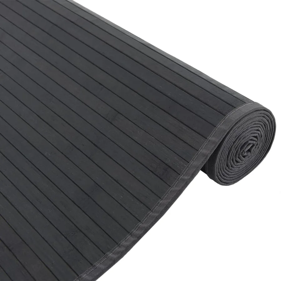 Tapis rectangulaire noir 80x300 cm bambou - 4