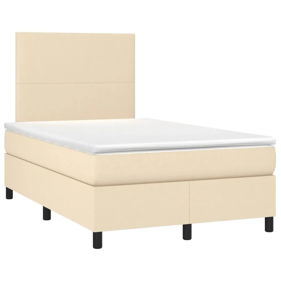Sommier à lattes de lit avec matelas crème 120x190 cm tissu - 2
