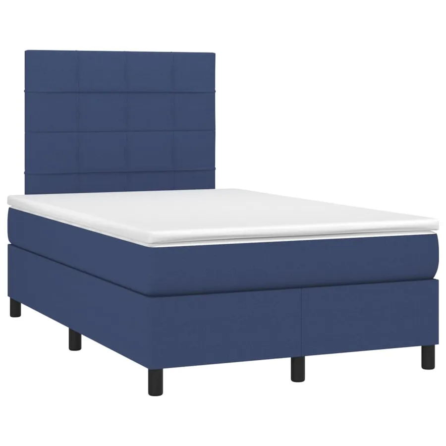 Sommier à lattes de lit avec matelas bleu 120x190 cm tissu - 2