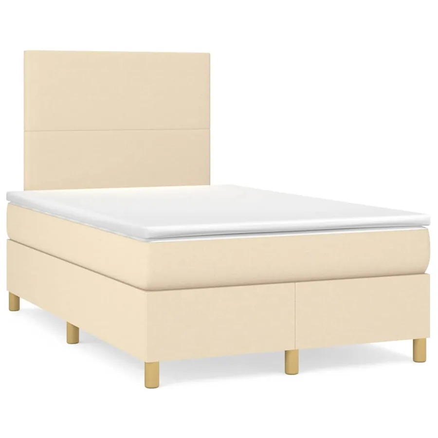 Sommier à lattes de lit avec matelas crème 120x190 cm tissu