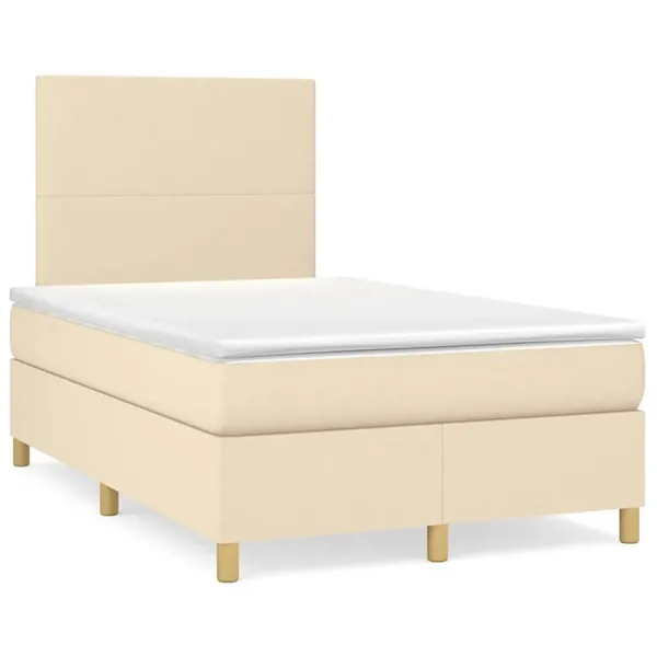 Sommier à lattes de lit avec matelas crème 120x190 cm tissu