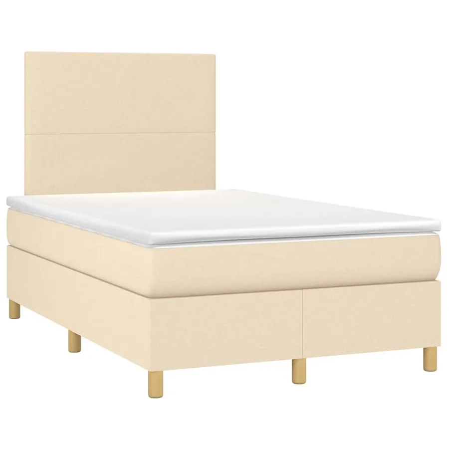 Sommier à lattes de lit avec matelas crème 120x190 cm tissu - 2