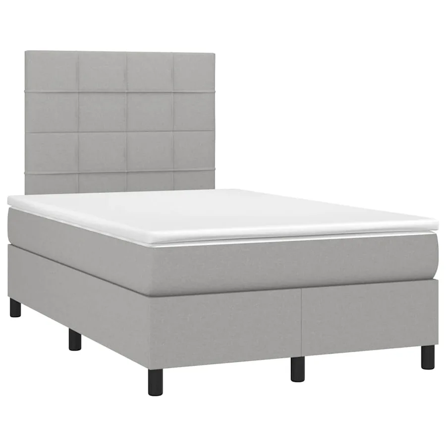 Sommier à lattes de lit matelas LED gris clair 120x190 cm tissu - 3
