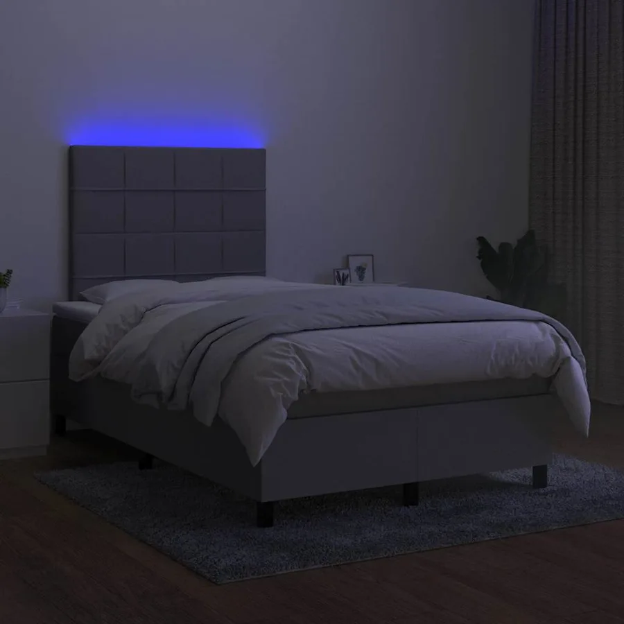 Sommier à lattes de lit matelas LED gris clair 120x190 cm tissu - 4