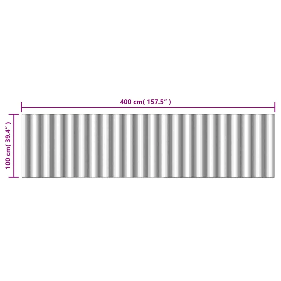 Tapis rectangulaire gris 100x400 cm bambou - 8