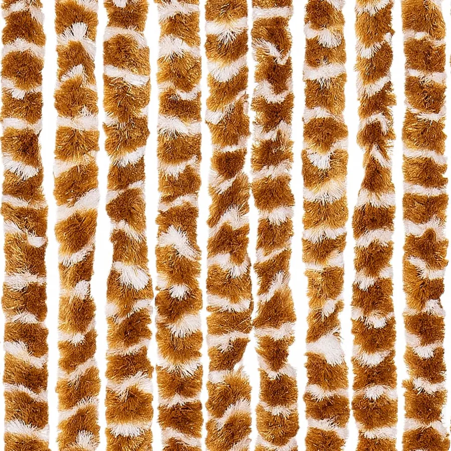 Rideau anti-mouches ocre et blanc 118x220 cm chenille - 5
