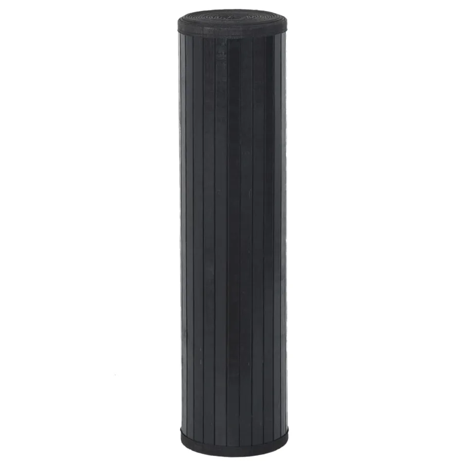 Tapis rectangulaire noir 60x200 cm bambou - 3