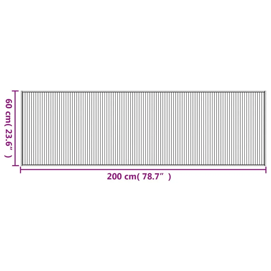 Tapis rectangulaire noir 60x200 cm bambou - 8