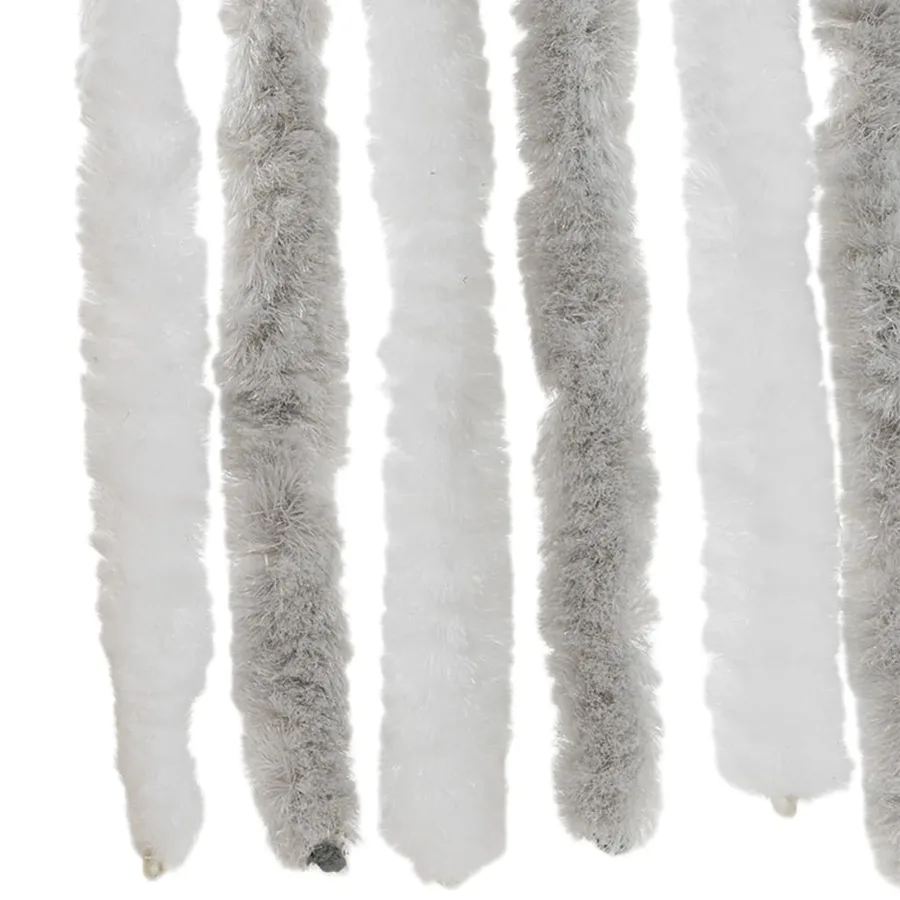 Rideau anti-mouches gris clair et blanc 118x220 cm chenille - 6