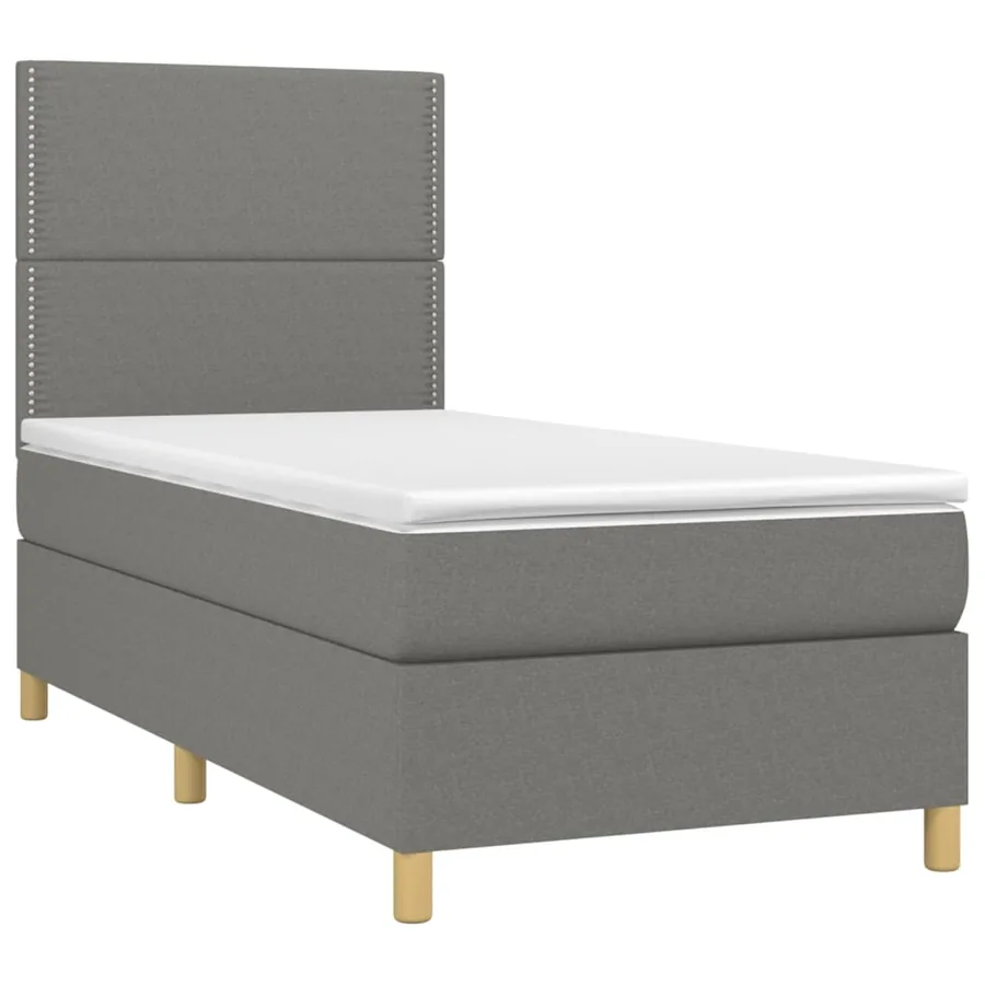 Sommier à lattes de lit avec matelas et LED Gris foncé 90x190cm - 3