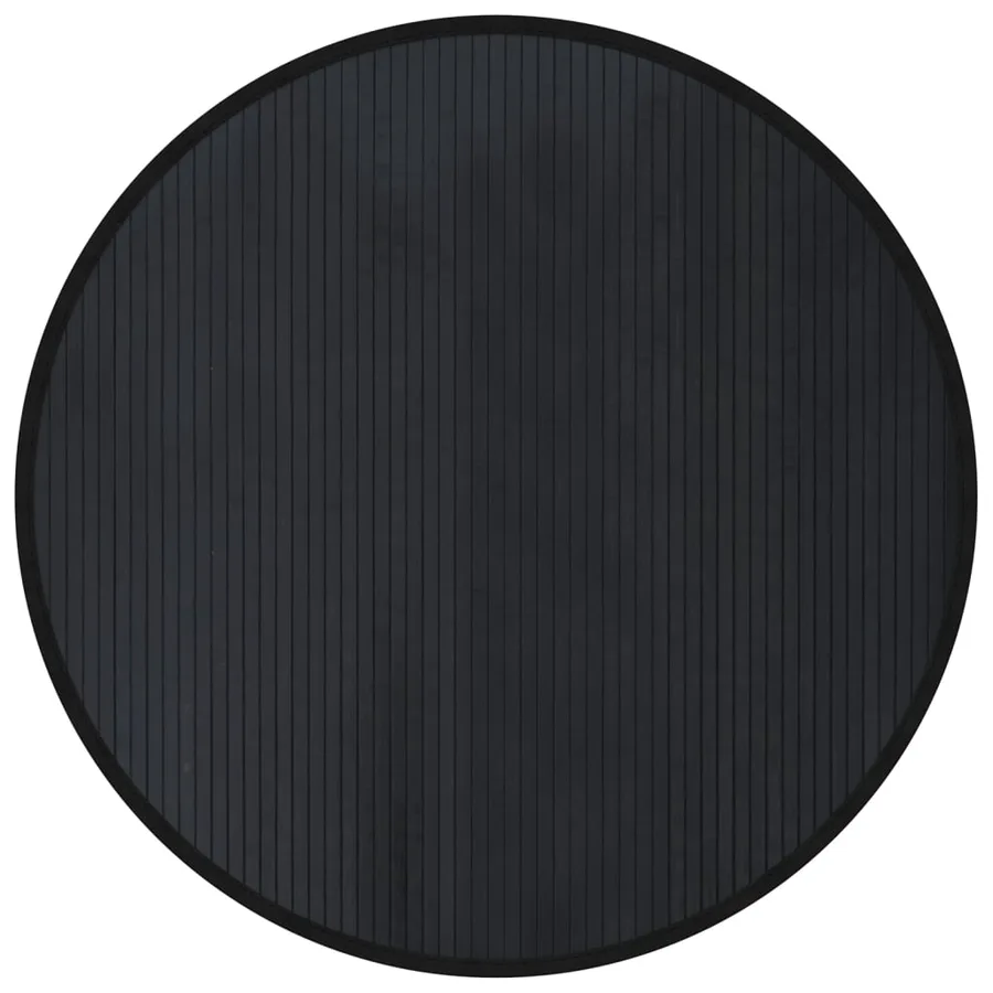 Tapis rond noir 100 cm bambou - 2