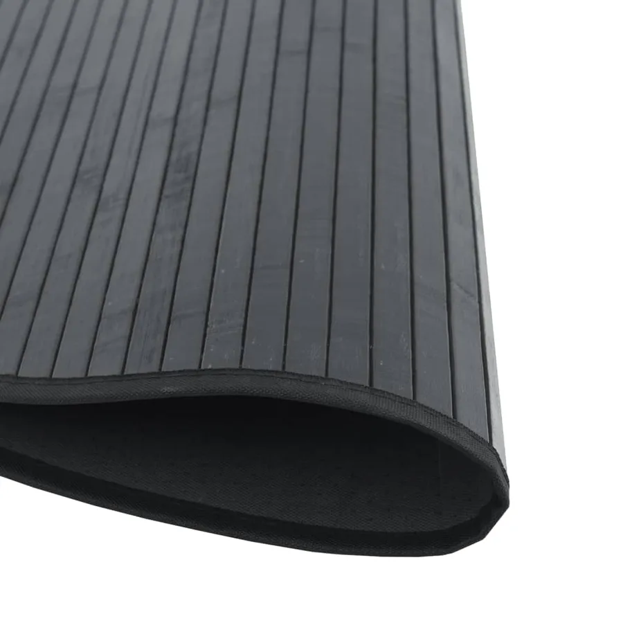 Tapis rond noir 100 cm bambou - 4