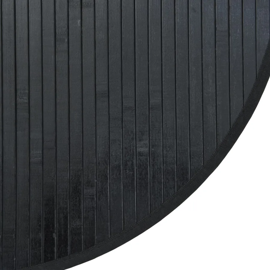 Tapis rond noir 100 cm bambou - 6